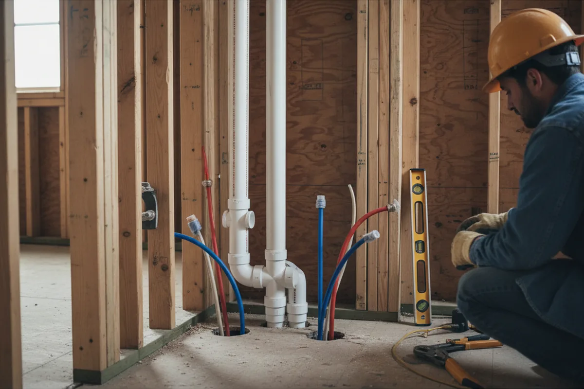 Drain and supply rough-in during Garbage Disposal Repair in Chatsworth